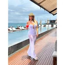 Vestido Feminino Longo Tubinho De Ano Novo Com Fenda