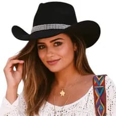 Chapeu de Rodeio Feminino Brilho de Camurça Festa do Peão