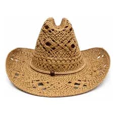 Chapéu Country Feminino de Palha – Estilo Cowboy Luxo Praia & Rodeio