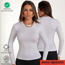 Blusa Feminina Segunda Pele Gola Alta Manga Comprida Branca