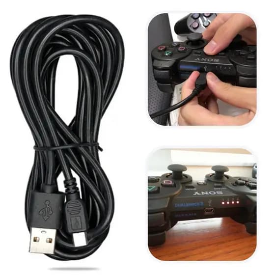 Cabo Controle Ps3 V3 Usb 3 METROS Grande Turbo Reforçado Carrega e Joga