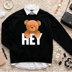 Moletom feminino retrô com urso casual e moderno perfeito para looks moletons algodão moda inverno com toque macio