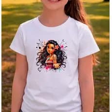 Camiseta infantil menina com estampa da Moana 100% algodão