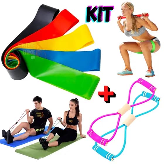 Kit 5 Elástico de Treino Mini Band + Elástico Tensão Extensor Exercício Treino em Casa Funcional Fisioterapia