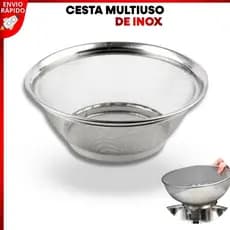 Cesta Multiuso Inox 22cm Escorredor para Frutas, Verduras, Massas, Arroz e Cozinha Profissional