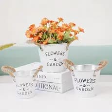 Vaso Decorativo de Metal Flowers Garden Cachepo Balde