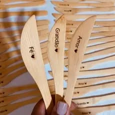 Kit 3 Espátulas Bambu Personalizadas