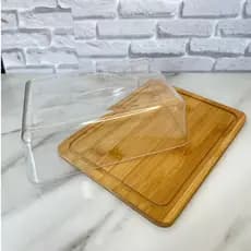 Queijeira Com Base De Bambu E Tampa De Acrílico Transparente