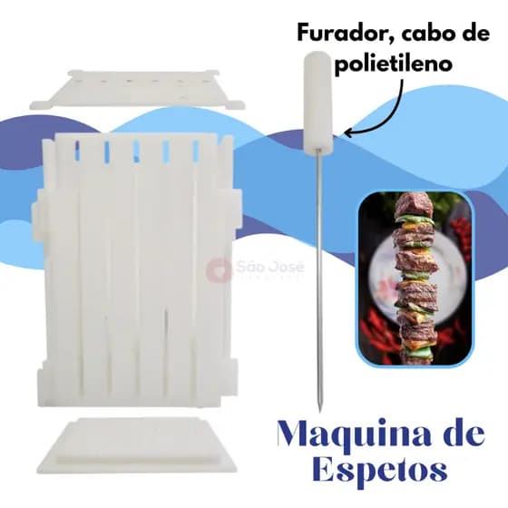 Maquina de 16 espeto em polietileno profissional desmontável encaixada produção em massa com furador