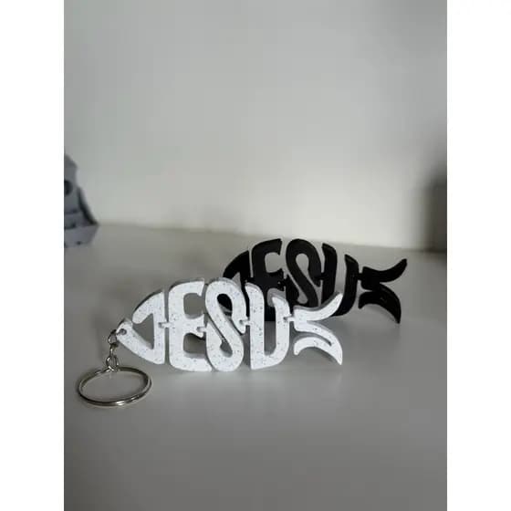 kit 5 chaveiros cristão Jesus preto e branco peixe lembrancinha