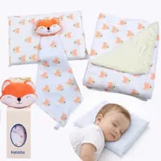 Kit Enxoval Bebê Manta Sherpa + Naninha + Travesseiro Antissufocante com Fronha