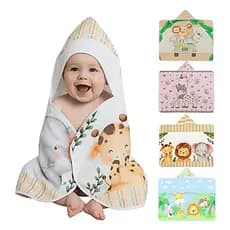 Toalha de Banho para Bebê Estampada com Capuz Menino e Menina