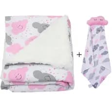 Manta Sherpa de Bebê + Naninha Para Menina e Menino