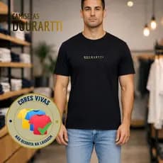 Camiseta Masculina Preta Linha Premium Dourartti 100% Algodão 30.1 Estampas Tecido Alta Qualidade