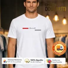 Camiseta Masculina Branca Premium de Algodão Dourartti 100% Algodão Alta Qualidade Acabamento