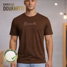 Camiseta Masculina Marrom 100% algodão 30.1 Dourartti Moda Exclusiva Para Pessoas Exigentes