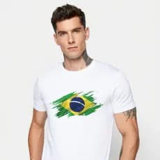 Camiseta Algodão Brasil Copa do Mundo Bandeira 2026 Hexa Torcedor