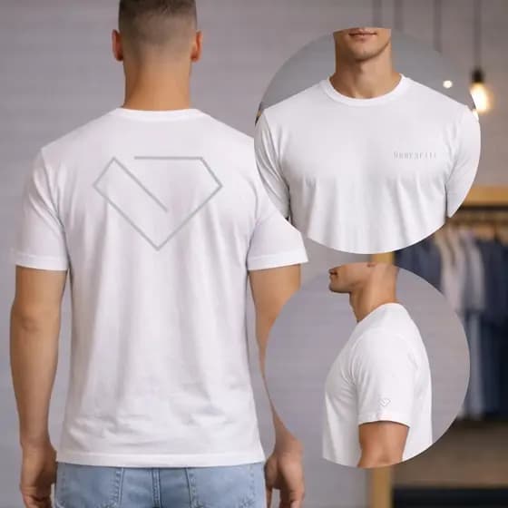Camiseta Masculina 100% Algodão Premium Dourartti Camisa Qualidade Malha Confortável Tecido - Branca