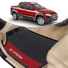 Tapete Borracha Automotivo Fiat Strada Lado Vermelho 4 Pçs Novidade