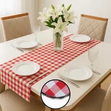 Caminho de Mesa Decoração Mesa Jantar Trilho Dupla Face  Retangular Toalha Estampada Decorativa