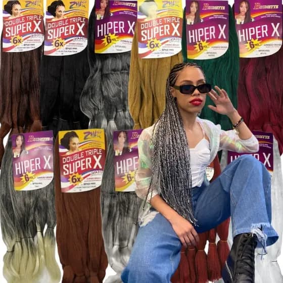 Jumbo Cabelo Jumbão Tranças Cabelo MegaX/SuperX/HiperX 400g - Várias Cores