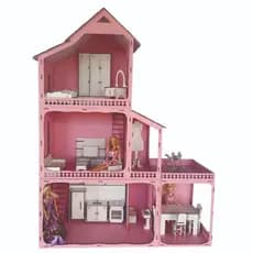 Casa Casinha Grande em MDF para Boneca Barbi 110cm + 22 Móveis