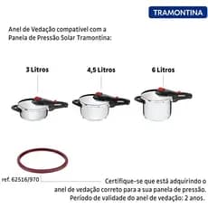 Anel de Vedação Panela Pressão Tramontina Solar 22cm Silicone Reposição Original Manutenção Segurança