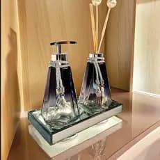 Kit Difusor e Saboneteira Completo Vidro Para Lavabo Completo Com Bandeja Luxo Decoração Oferta