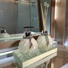 Kit Lavabo Completo Vidro 300ml Aromatizador Difusor  Para Casa Nova Promoção