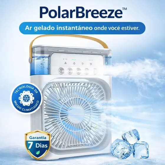 Ventilador Climatizador Portátil USB com Água e Gelo Mini Ar Condicionado Mesa Silencioso PolarBreeze