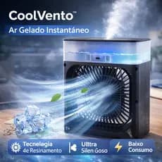 Mini Ar Condicionado Portátil USB Climatizador Ventilador Mesa Silencioso Com Água e Gelo CoolVento™