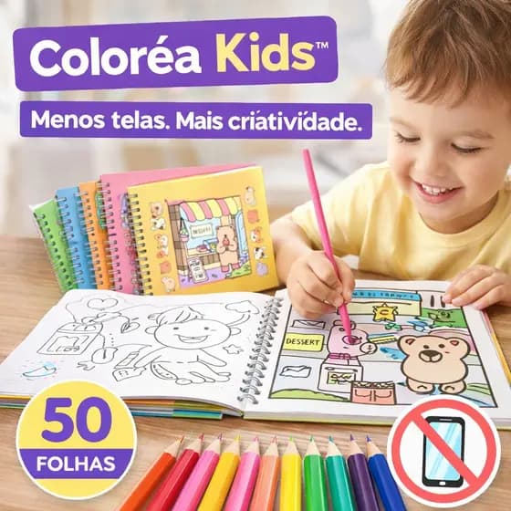Livro Colorir Infantil 50 Folhas Desenho Criança Educativo Brinquedo Anti Stress Menino Menina Color Kids™