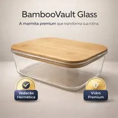 Pote de Vidro Hermético 1040ml Tampa Bambu Marmita Vidro Borossilicato Porta Alimentos