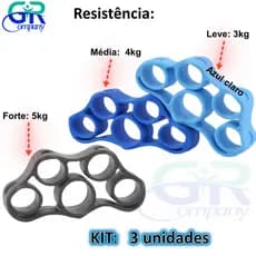 Extensor de Dedo Kit 3 Elásticos 3 Níveis Exercício Yoga Ler