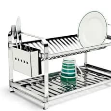 Escorredor de Louça Inox 16 Pratos Premium com Porta Talheres Alta Resistência