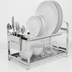 Escorredor de Louça Aço Inox 16 Pratos com Divisória para Talheres