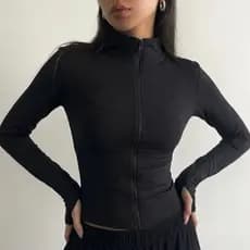 Jaqueta Slim Manga Longa Gola Alta Suplex UV Feminina Academia Inverno