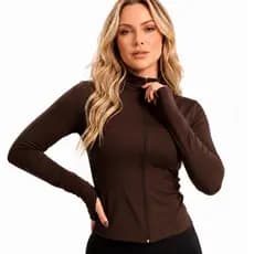 Jaqueta Feminina UV Suplex Gola Alta Moda Inverno Alta Elasticidade