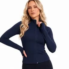 Jaqueta Feminina UV Gola Alta Suplex Leve e Macia Yoga Caminhada Academia