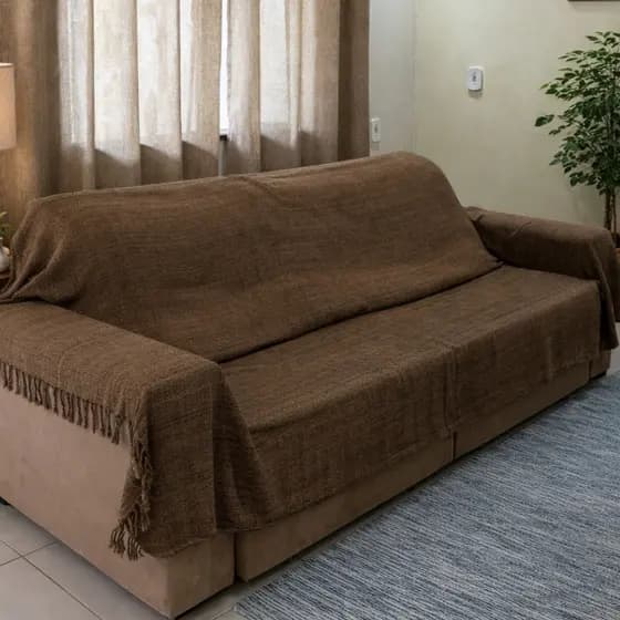Capa Para Sofá Retrátil Manta Terracota Luxo Decoração 210 X 120CM