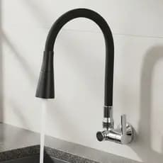 Torneira Para Pia Cozinha Gourmet Flexível Inox Cromada Ou Preta de Bancada ou Parede - Jato Duplo
