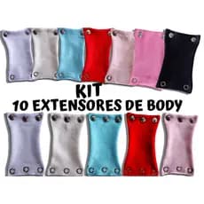 Kit 10 Extensores 2 e 3 botões de body bebê 100% algodão diversas cores