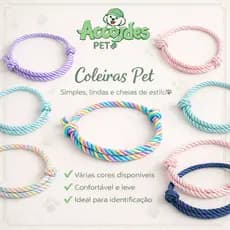 Kit Coleira regulável para cachorro e gato para raças pequenas e grandes varias cores