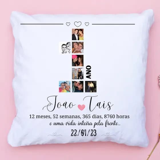 Almofada Namorados Personalizada com Fotos e Data