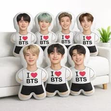 Almofada Decorativa I Love BTS 3D Personalizada Corpinho Jin · RM · Suga · J-Hope · Jimin · V · Jungkook.