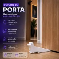 Suporte de Porta Antiderrapante | Trava Porta Decorativa Cachorro | Protege Parede e Porta | Premium