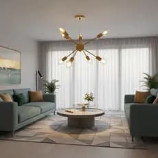 Lustre Pendente Átomo – Ilumine com Estilo e Elegância Dourada!