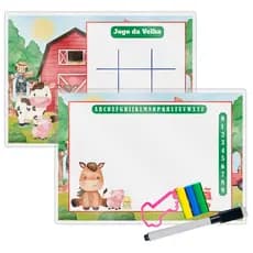 Lousa Mágica + Caneta Com Apagador Personalizada Lembrancinha Festa Infantil Fazendinha Menino