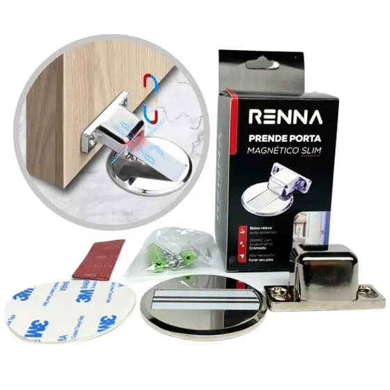 Kit 6 Prendedor De Porta Batedor Magnético Trava Imã Cromado