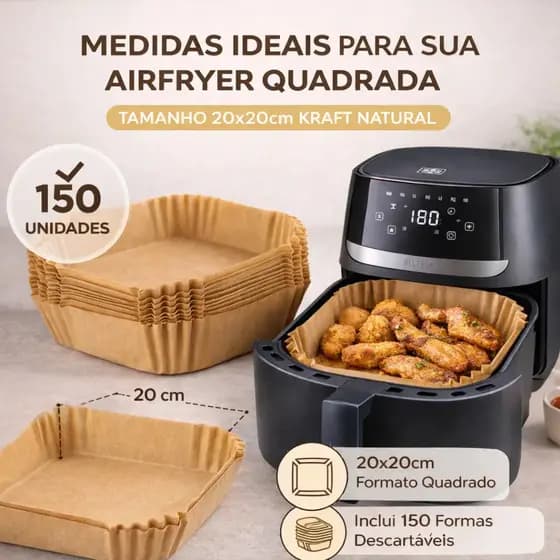 Forma Papel Quadrada Air Fryer Forro Descartavel Fritadeira